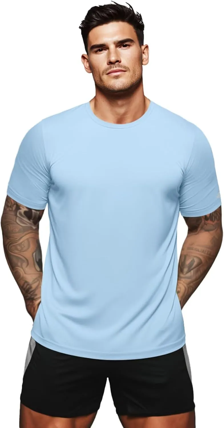 Zengjo Mens Athletic Shirts Moisture-Wicking Quick Dry Workout Tees Lightweight Crewneck T-Shirts for Running Gym Casual Work