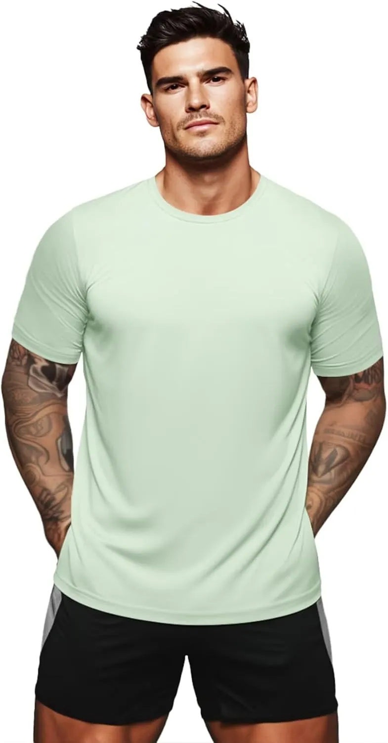 Zengjo Mens Athletic Shirts Moisture-Wicking Quick Dry Workout Tees Lightweight Crewneck T-Shirts for Running Gym Casual Work