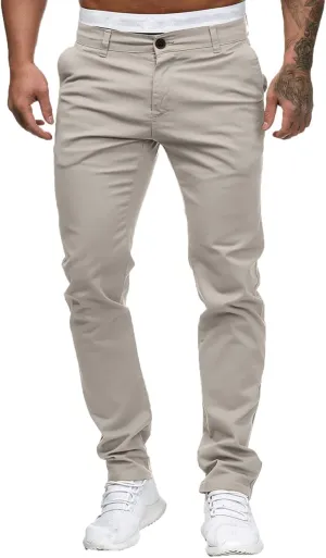 ZYXTIM Men's Slim-Fit Wrinkle-Resistant Flat-Front Button Casual Tapered Chino Pant Athletic Jogger Golf Cargo Work Pants