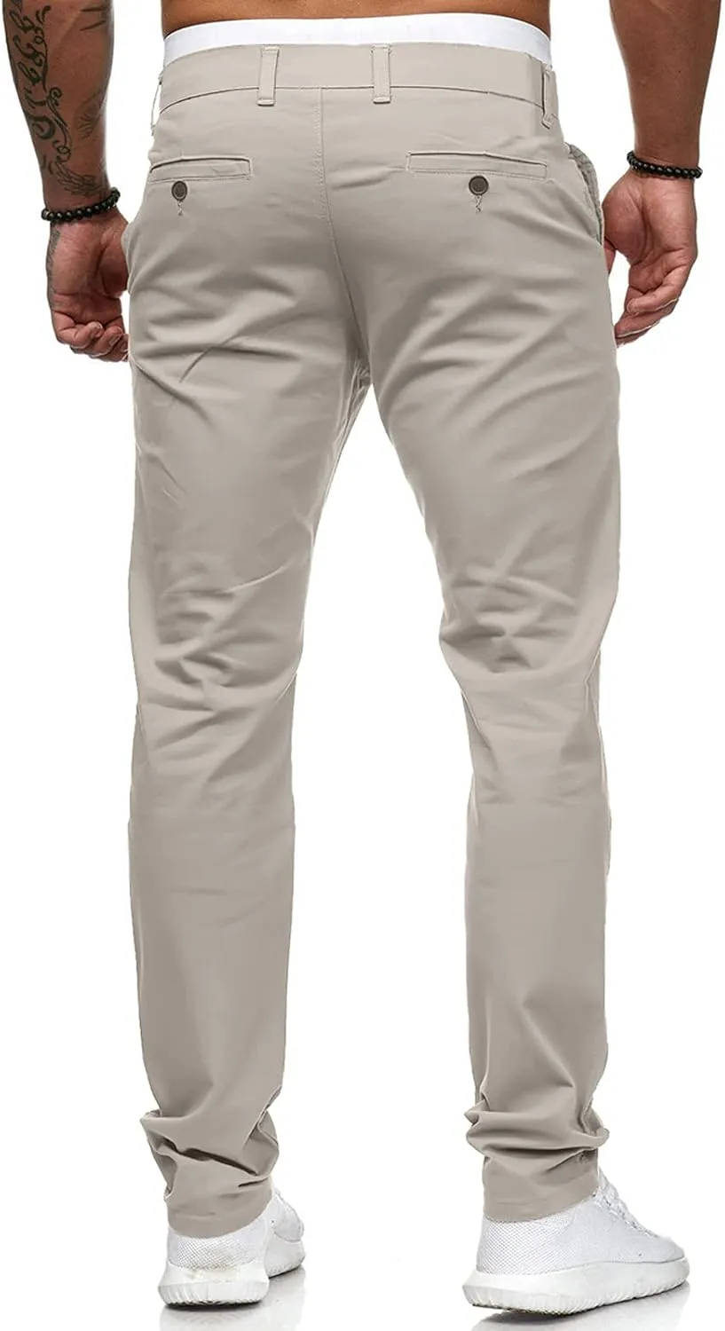 ZYXTIM Men's Slim-Fit Wrinkle-Resistant Flat-Front Button Casual Tapered Chino Pant Athletic Jogger Golf Cargo Work Pants